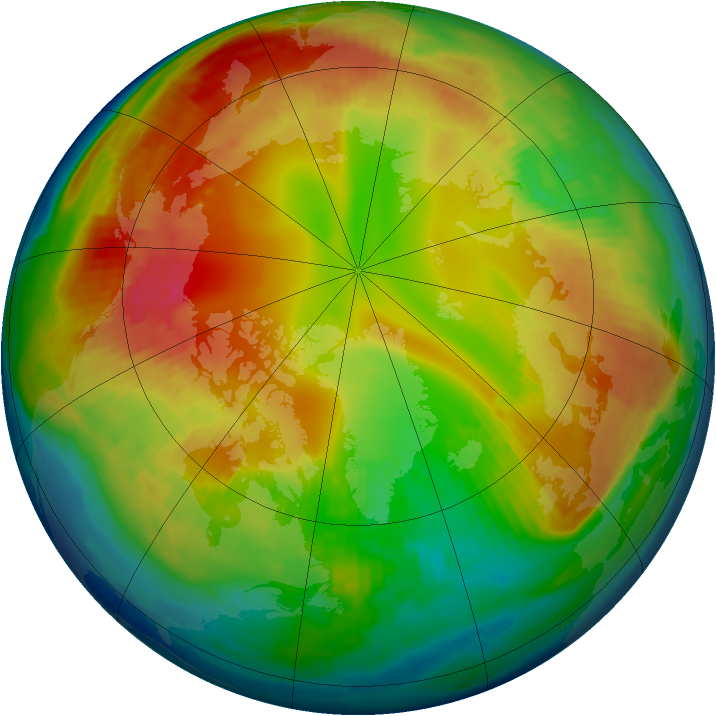 Arctic ozone map for 09 February 1999